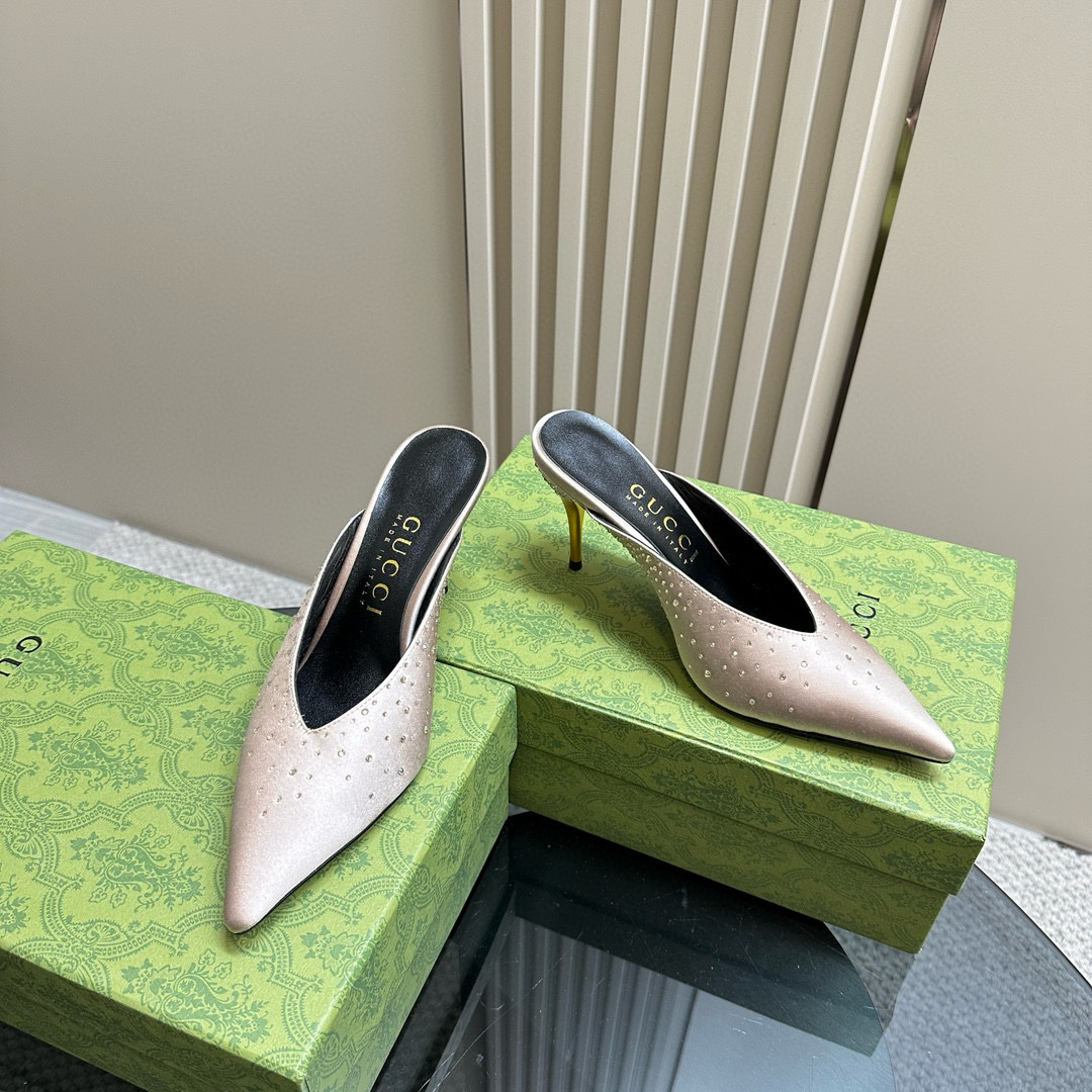 Gucci Pointed Toe High Heel Slippers Slide Sandal