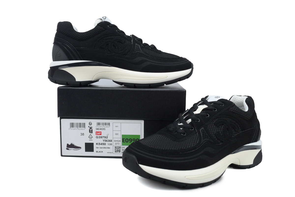 Chanel Fabric Laminated Low Top Sneakers Black