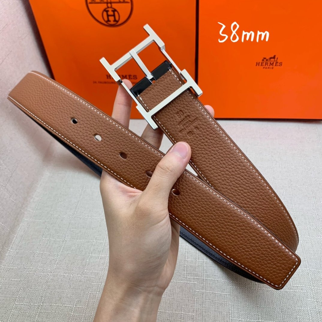 Hermes H Belt Buckle & Reversible Brown Belt 380MM