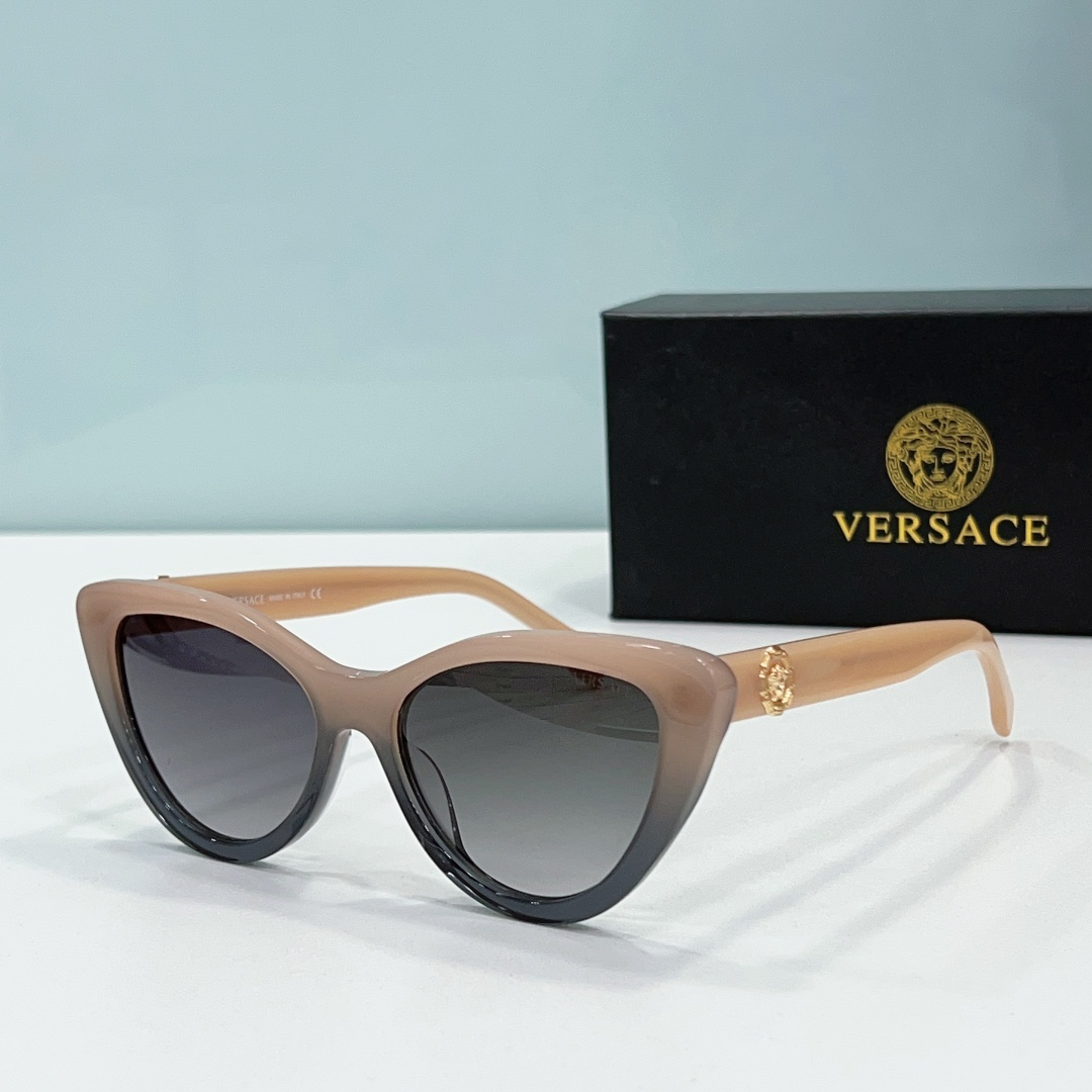 Versace  Mirror leg Logo Cat-eye Sunglasses Top Quality