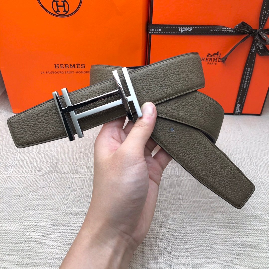 Hermes H Belt Buckle & Reversible Brown Belt 380MM