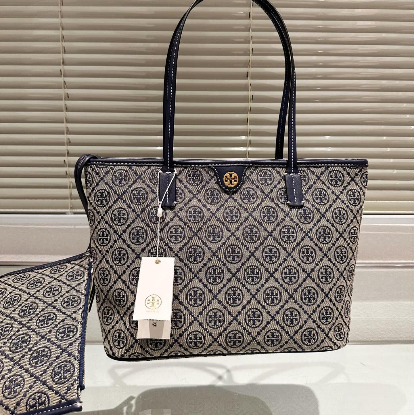 Tory Burch Small T Monogram cotton zip tote bag