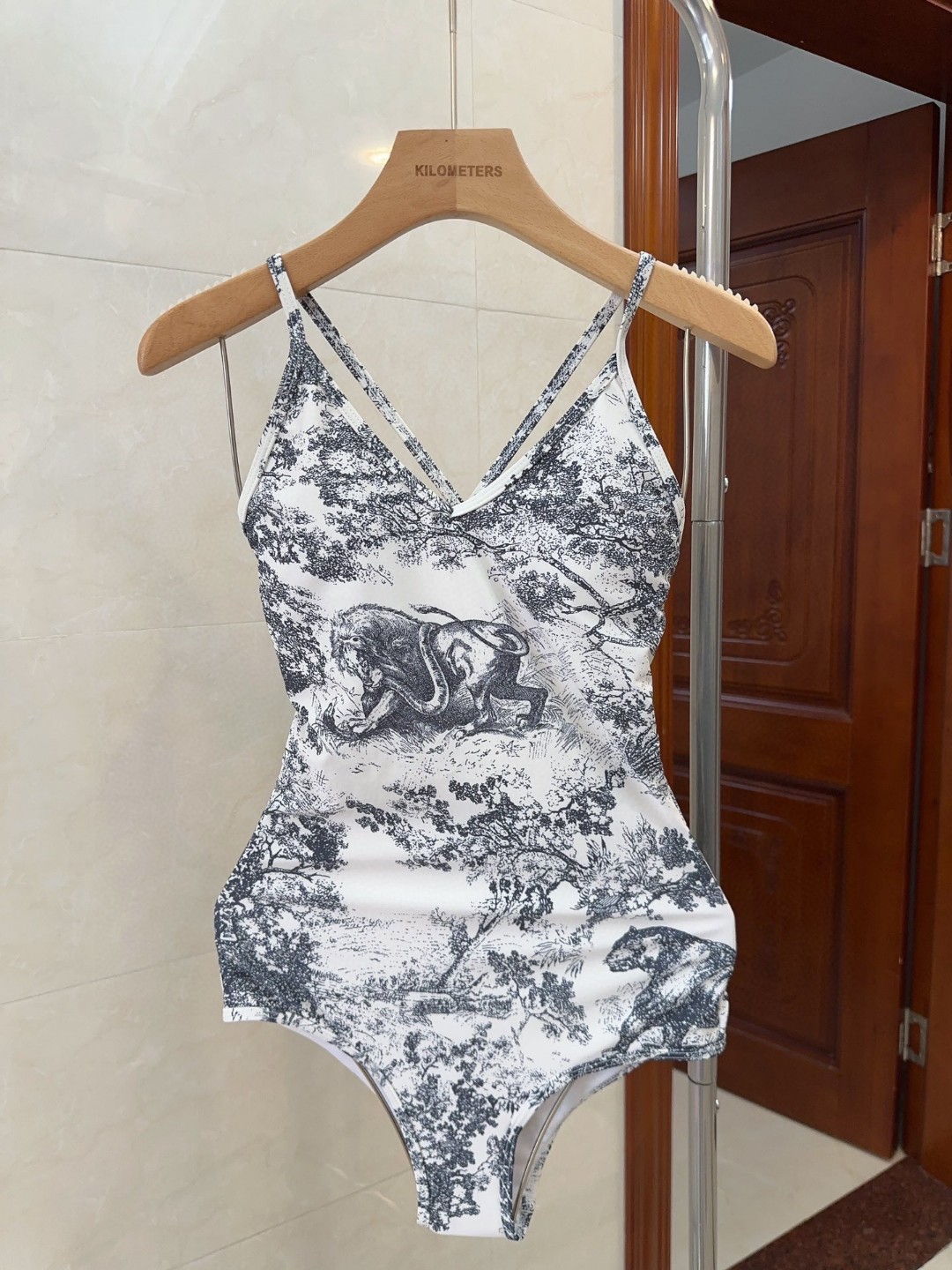 Dior classic jungle print cross back swimsuit Swimwear