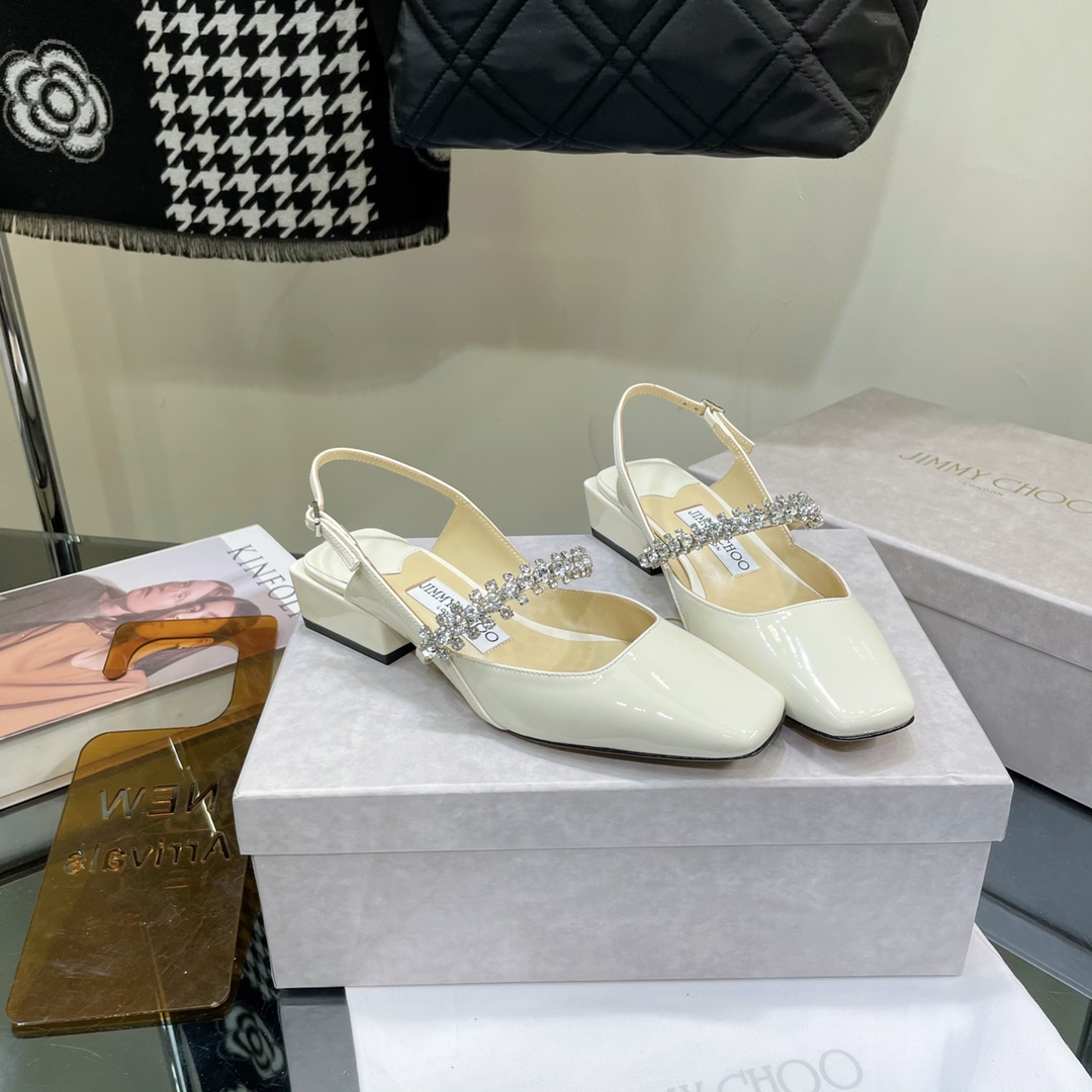 Jimmy Choo 4.5CM Bun With High HeelsSlide Sandal