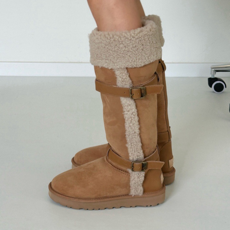 UGG 2024 autumn and winter new style sheepskin fur all-in-one warm snow boots large long knight boots