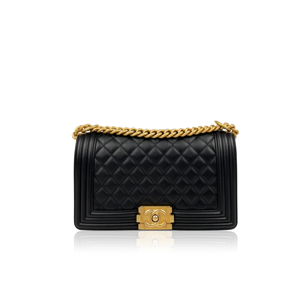 Chanel Boy Old Medium GHW Black Lambskin