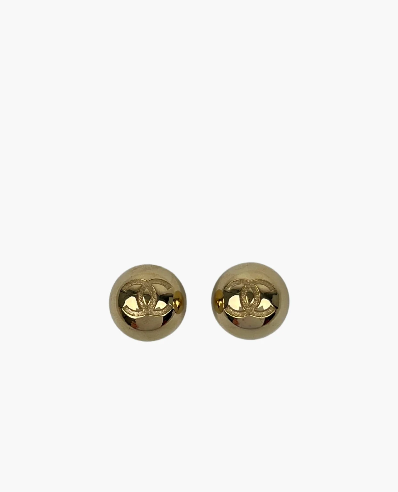 Chanel Round CC Champagne Earrings