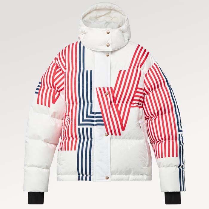 Louis Vuitton Men LV SKI LV Stripes Puffer Jacket Monogram Jacquard Polyamide White