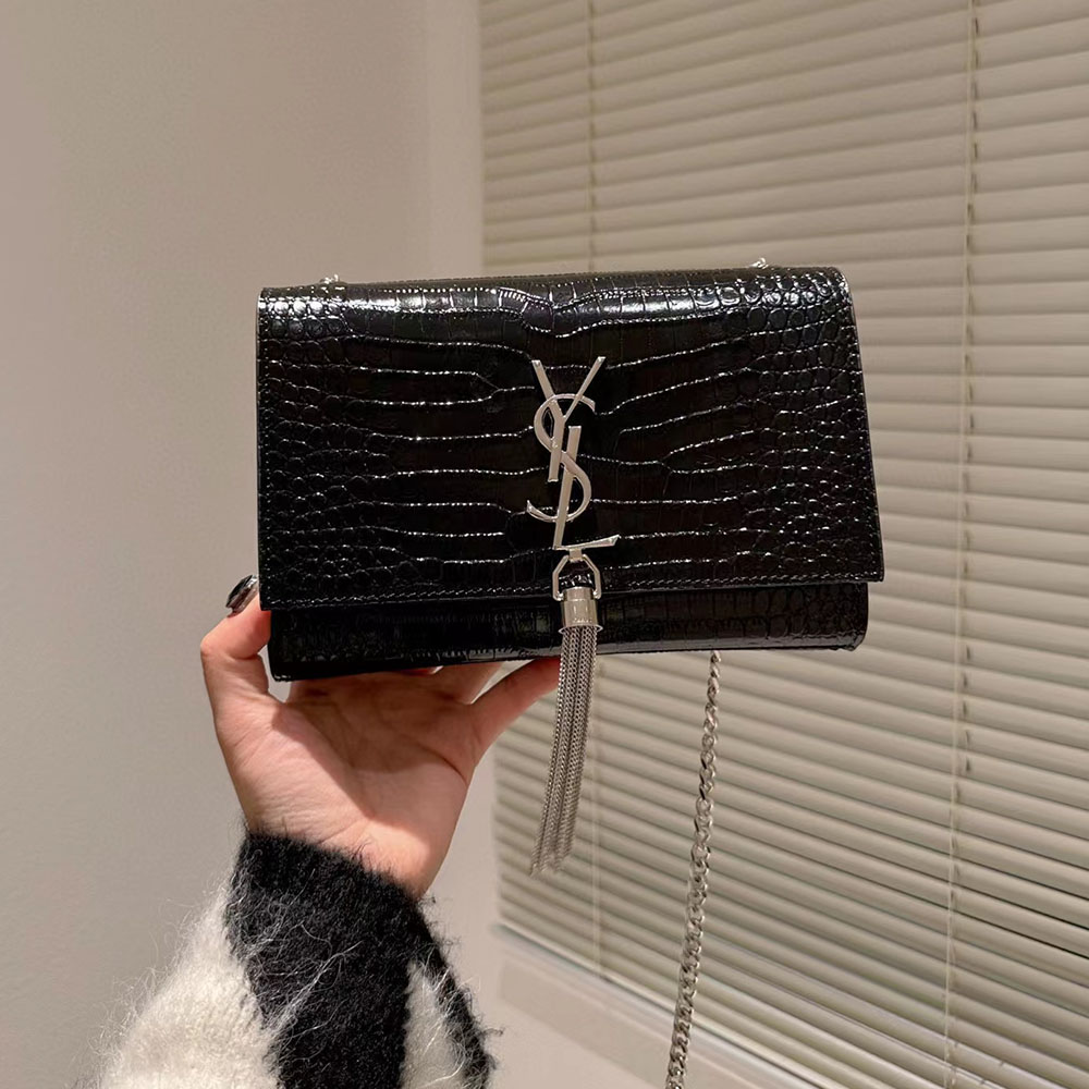 Saint Laurent YSL Kate Tassel Crocodile Leather Bag
