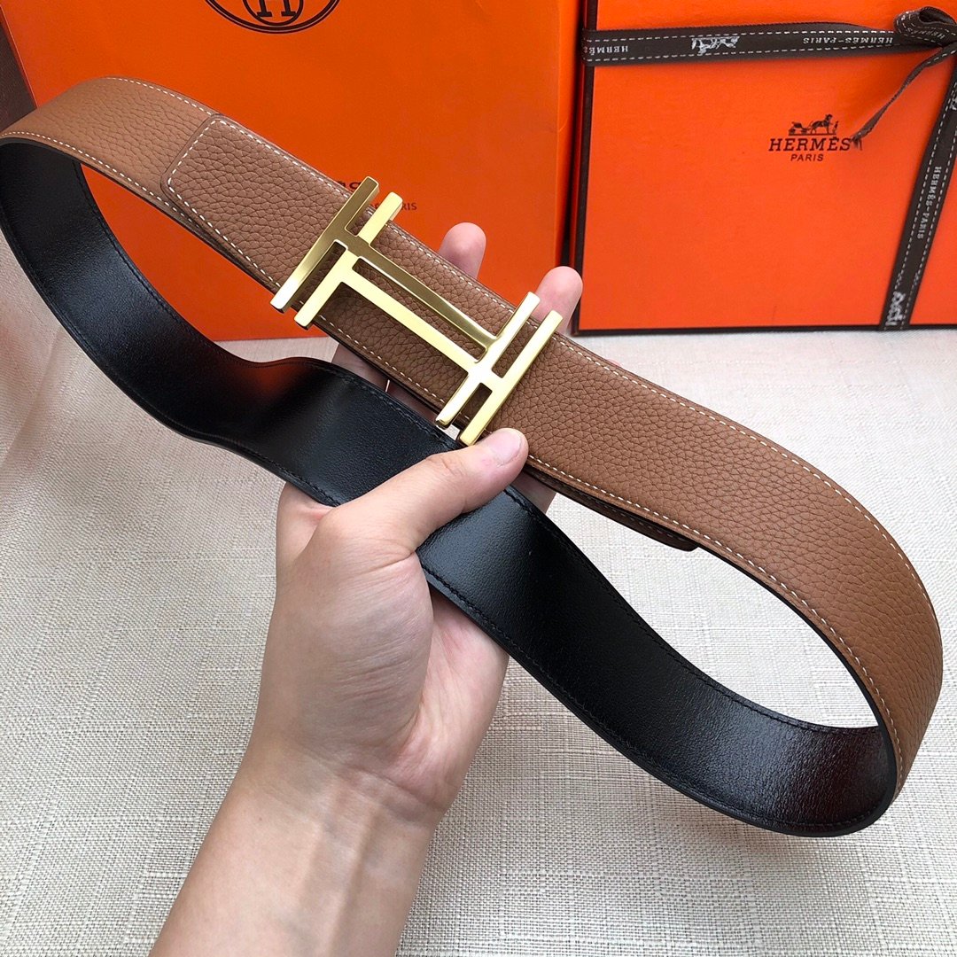 Hermes H Belt Buckle & Reversible Brown Belt 380MM