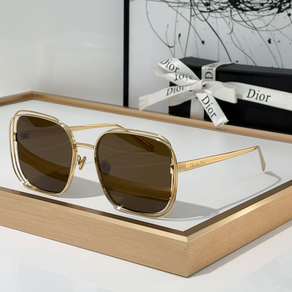 Dior Gold Metal Gold Frame Fashion sunglasses Top quality