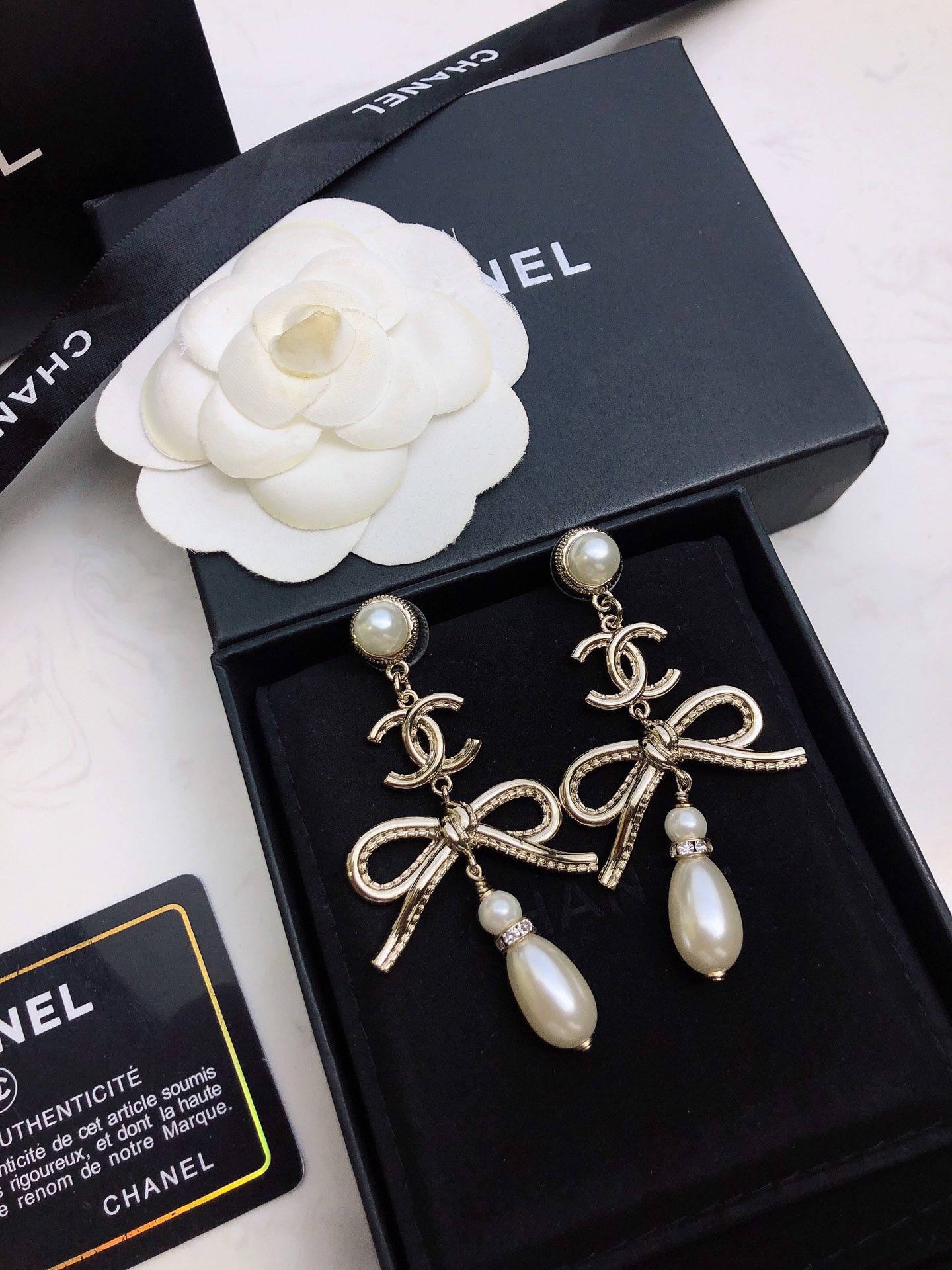 Chanel new bow earrings