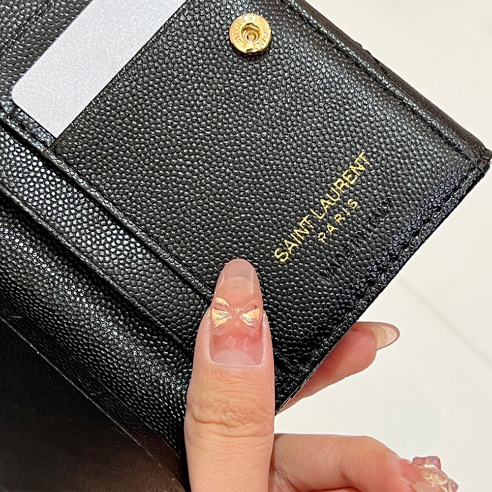 Saint Laurent YSL Classic Button Card Holder & Coin Wallet