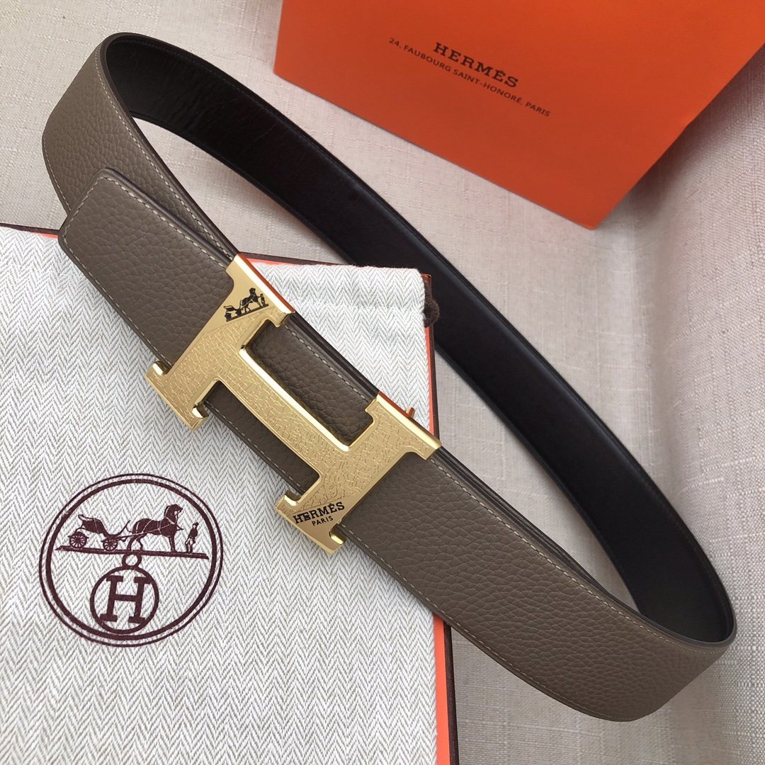 Hermes H Belt Buckle & Reversible Black Belt 380MM