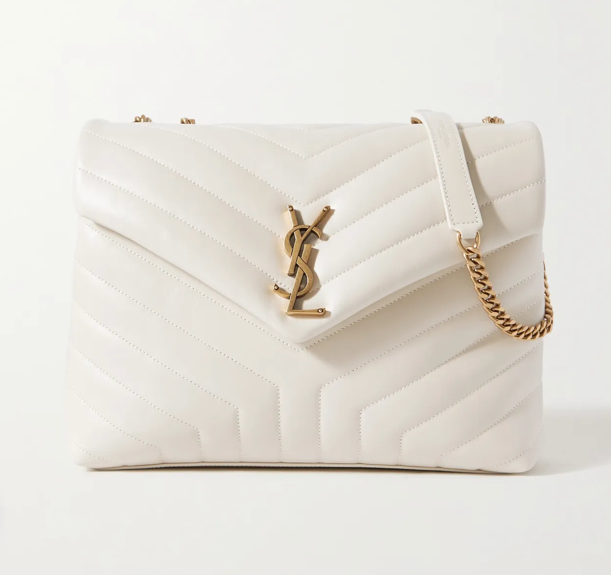 Yve SAINT LAURENT YSL Loulou medium quilted leather shoulder bag white