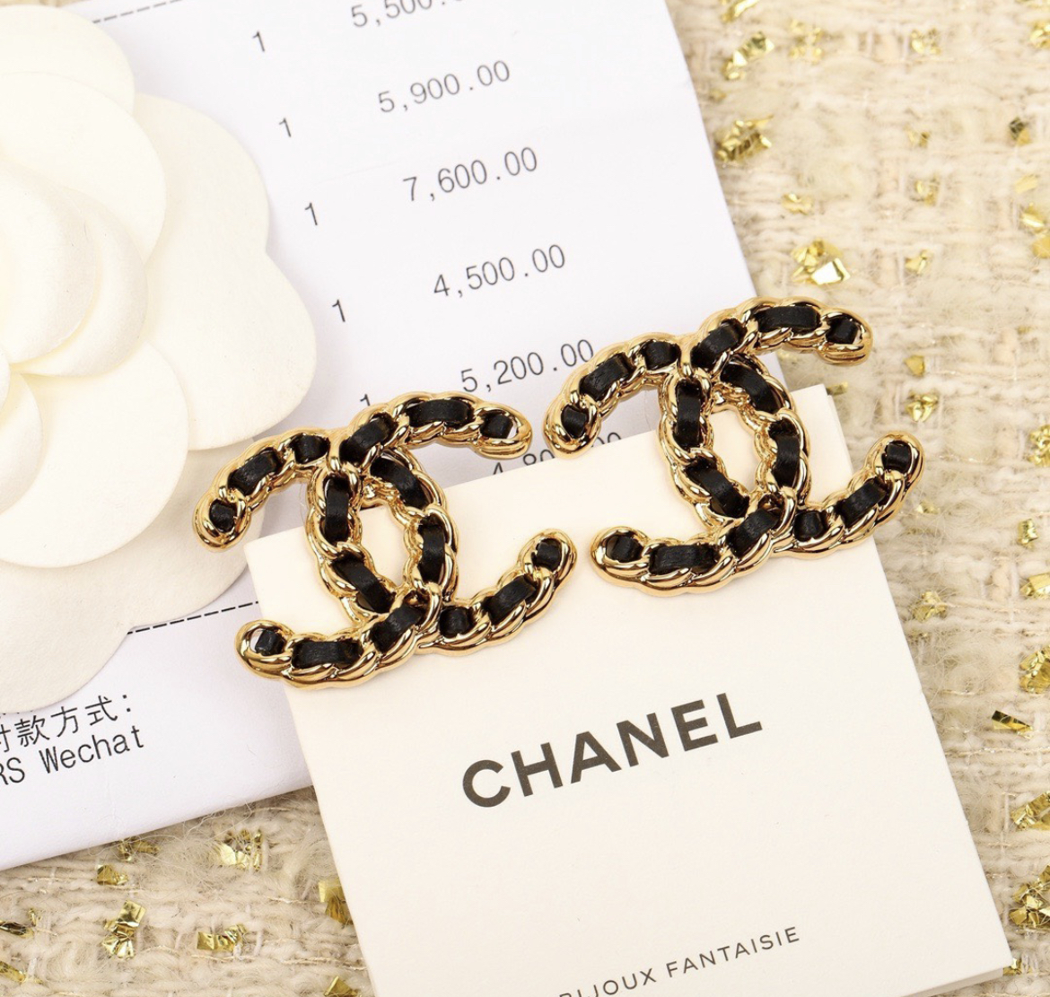 Chanel new braided large double c stud earrings Jewelry