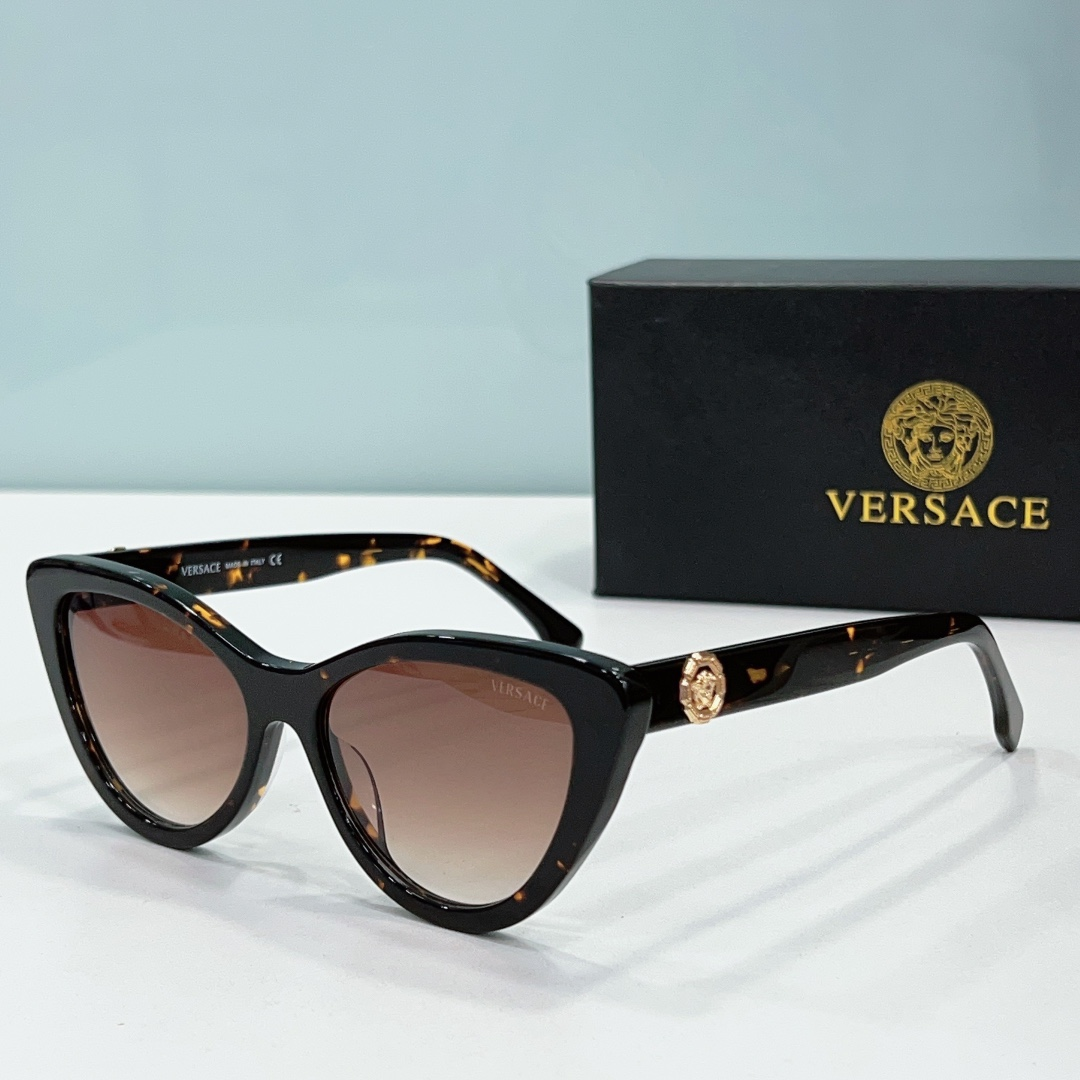 Versace  Mirror leg Logo Cat-eye Sunglasses Top Quality