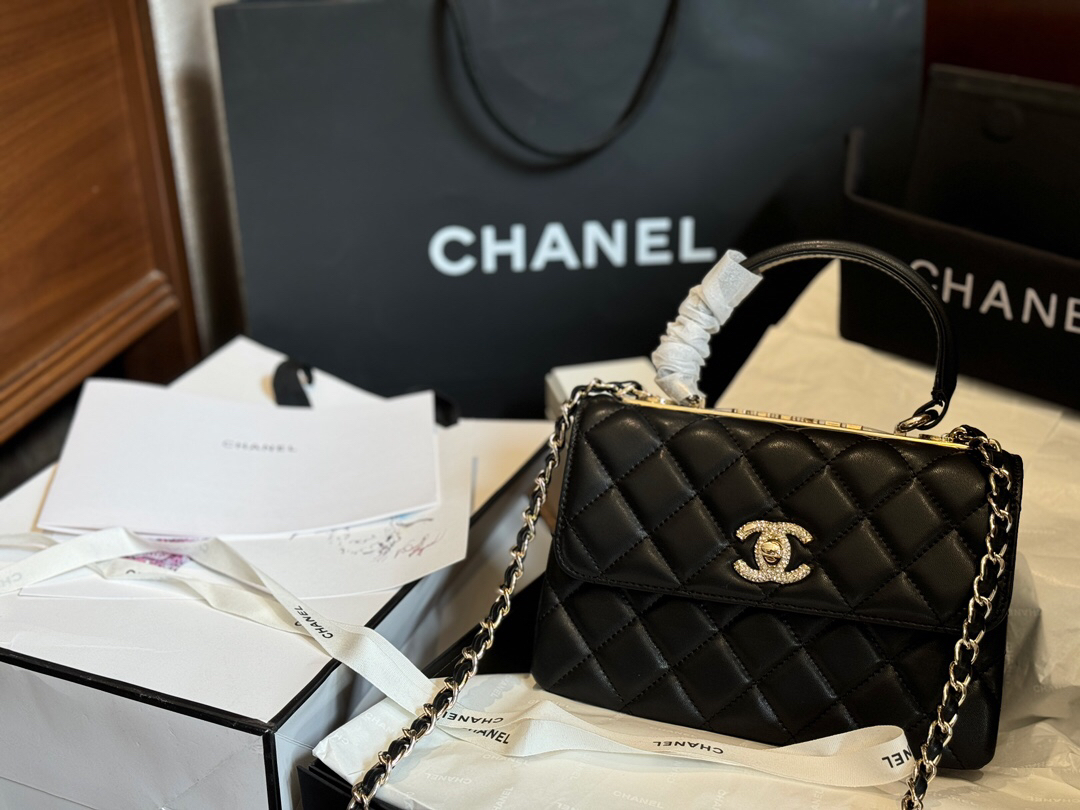 Chanel diamond logo accordion bag