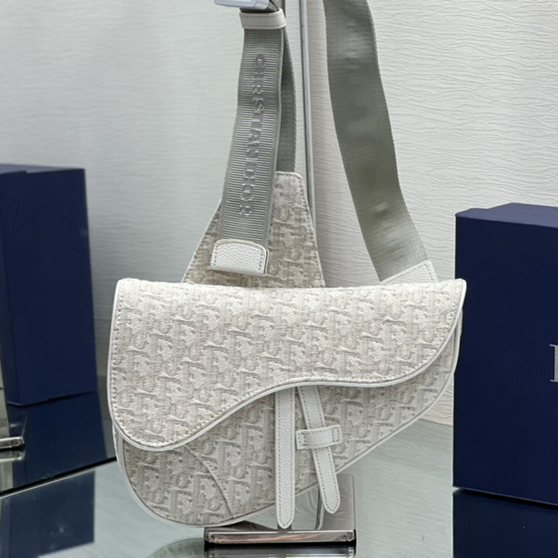 Dior Shoulder Bags SADDLE BAG Beige Dior Oblique Jacquard 1ADPO093YZY_H25E with Original Box