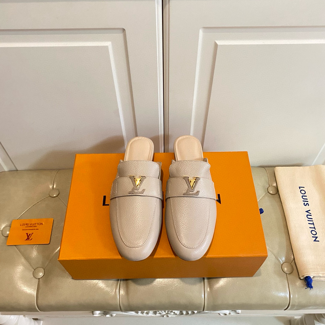 Louis Vuitton LV Leather Half-Pack Slingback Slide Sandals