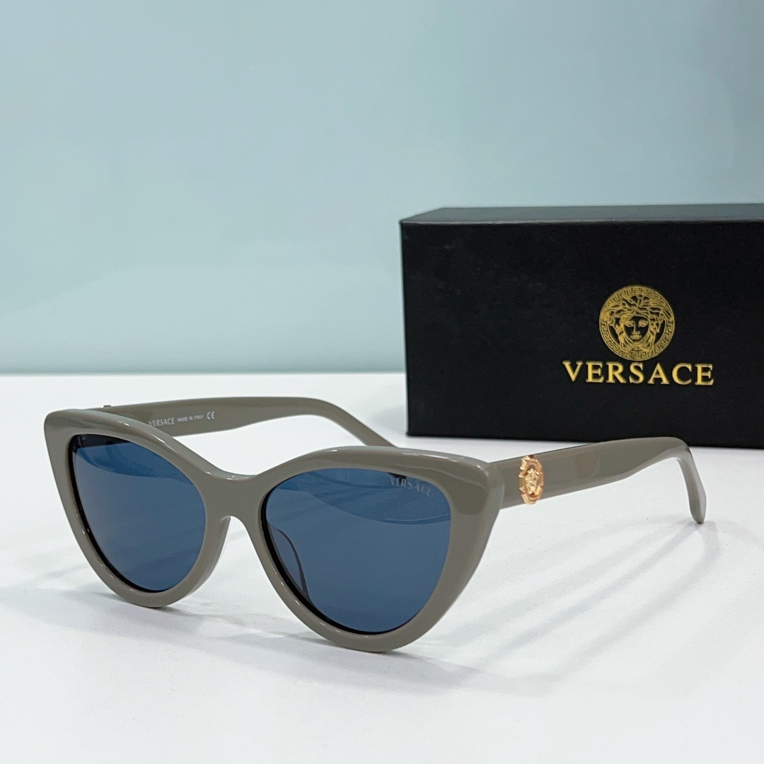 Versace  Mirror leg Logo Cat-eye Sunglasses Top Quality