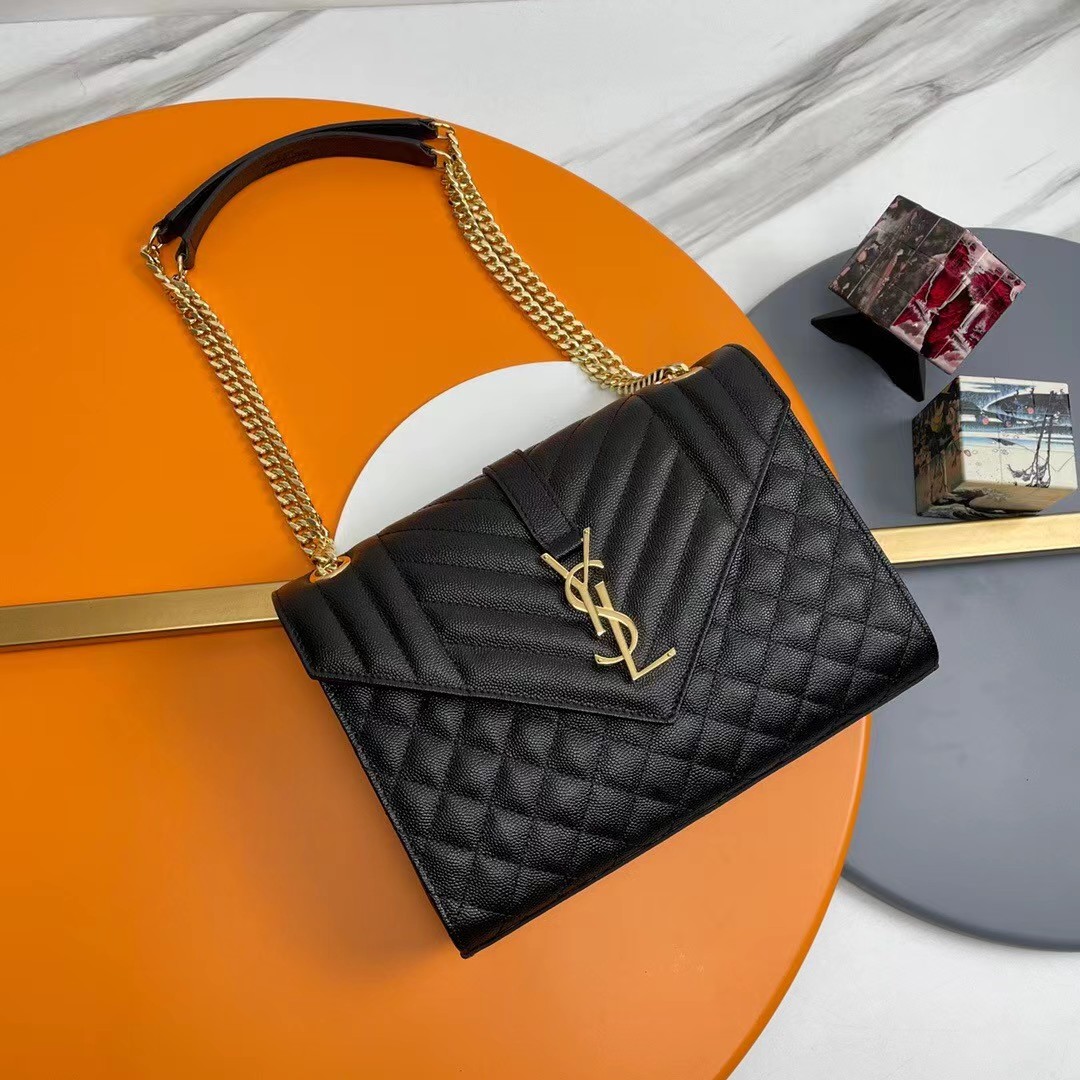 Saint Laurent YSL Envelope Medium 24- Embossed Leather