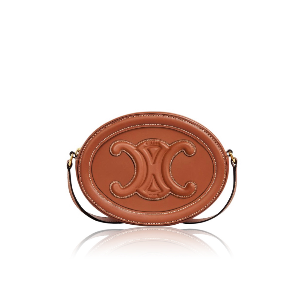 Celine Cuir Triomphe Oval Leather Shoulder Bag Crossbody Bag