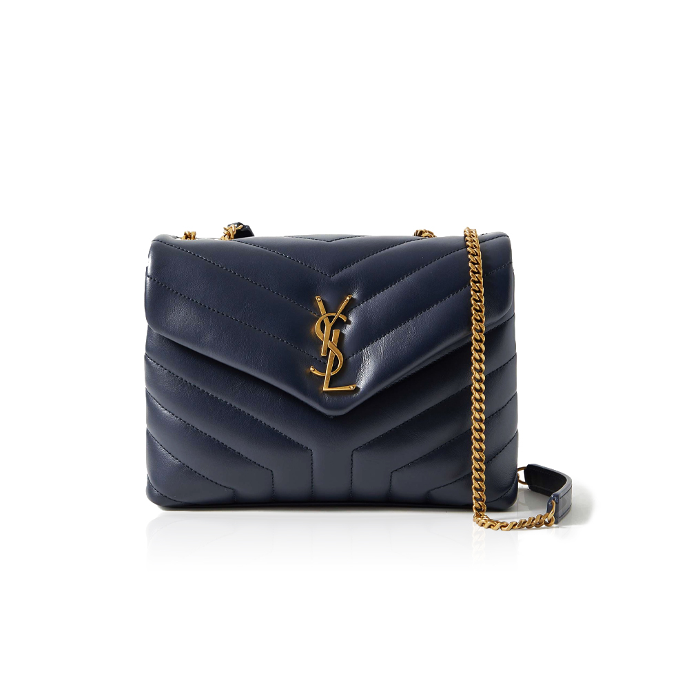SAINT LAURENT Loulou small quilted leather shoulder bag navy