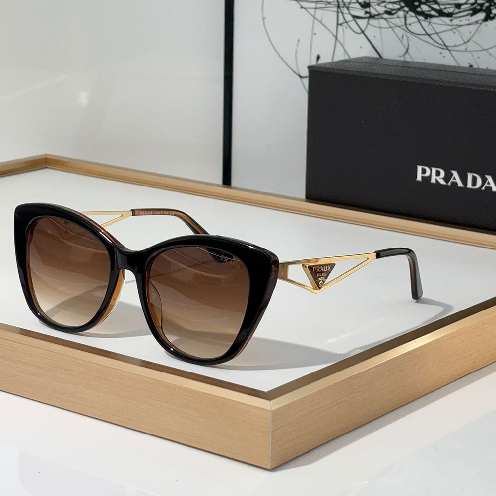 Prada Mirror leg Hollowed Out Stereoscopic Logo  sunglasses Top quality