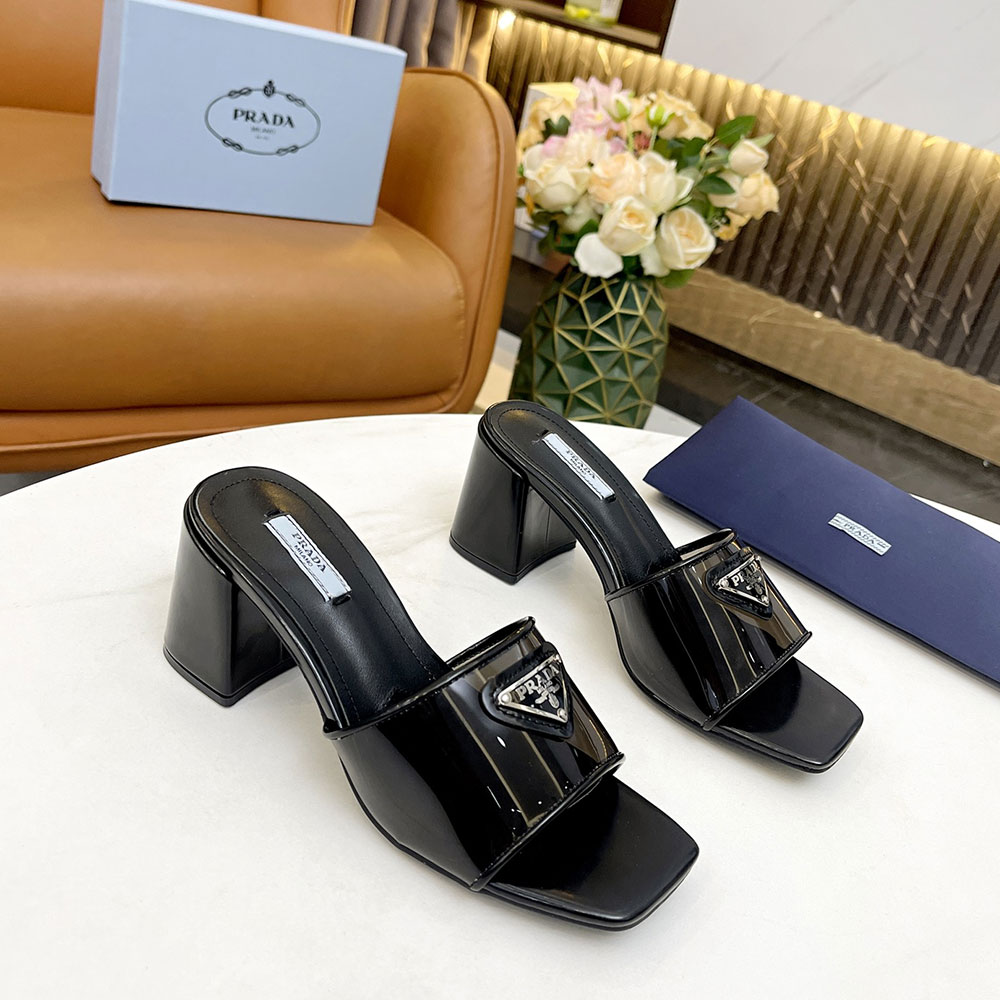 Prada Leather Chunky Sandals Slide Sandal