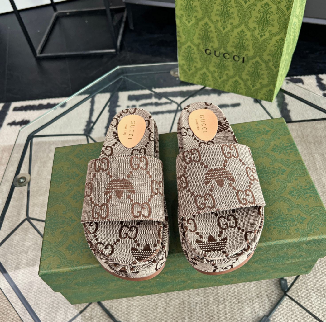 Adidas collaboration classic brown retro canvas slippers