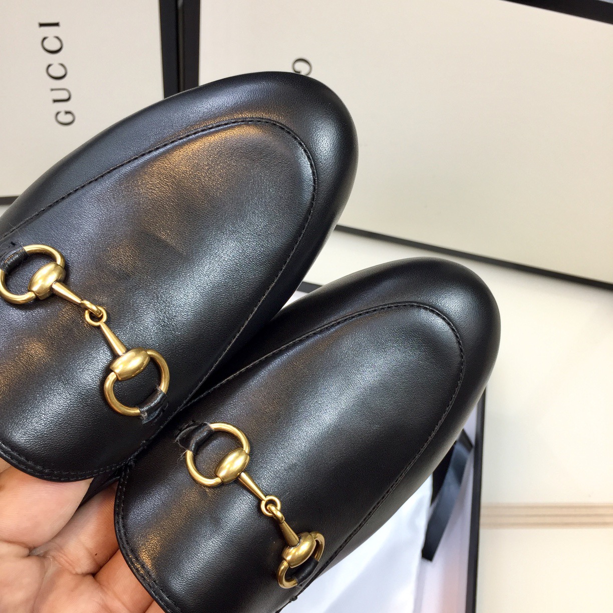 Gucci classic rhinestone horsebit half-slipper loafer