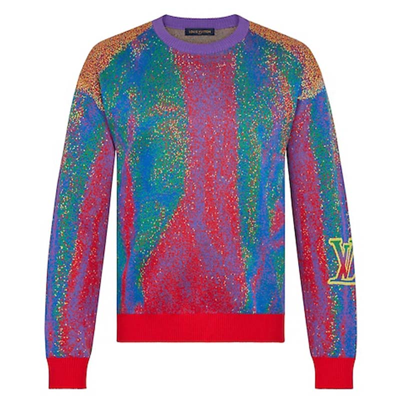 Louis Vuitton LV Women Jacquard Crewneck Regular Fit 100% Cotton Orange-Red