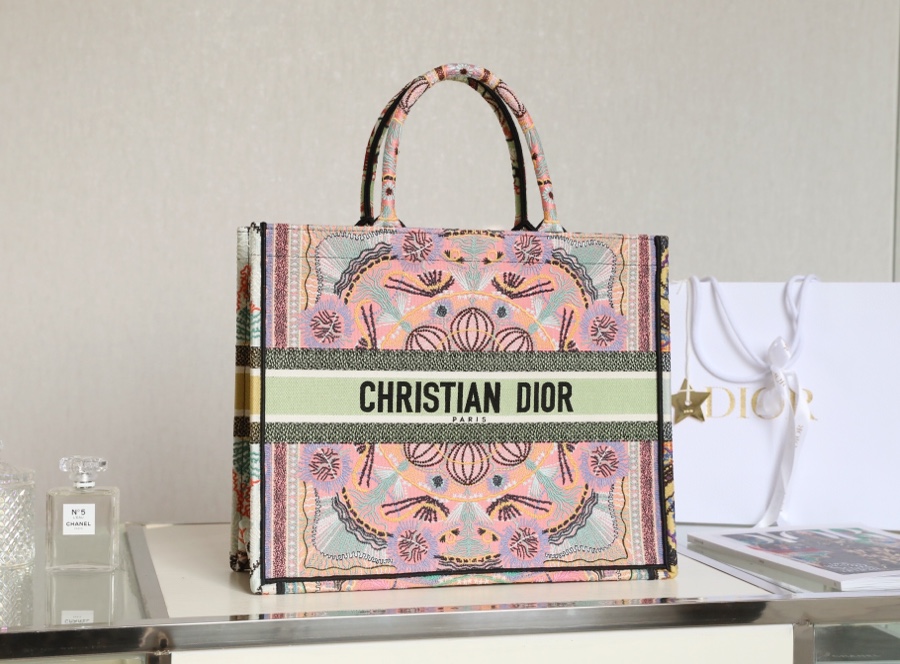 Dior Book Tote Large Powder Pink Dior Jardin Magique Embroidery