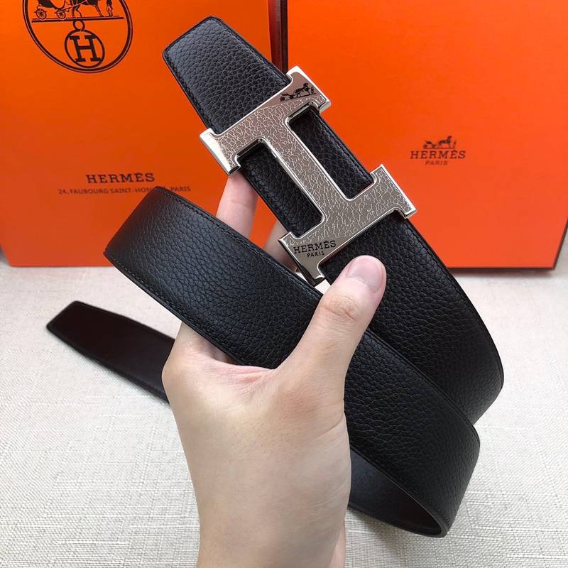 Hermes H Belt Buckle & Reversible Black Belt 380MM