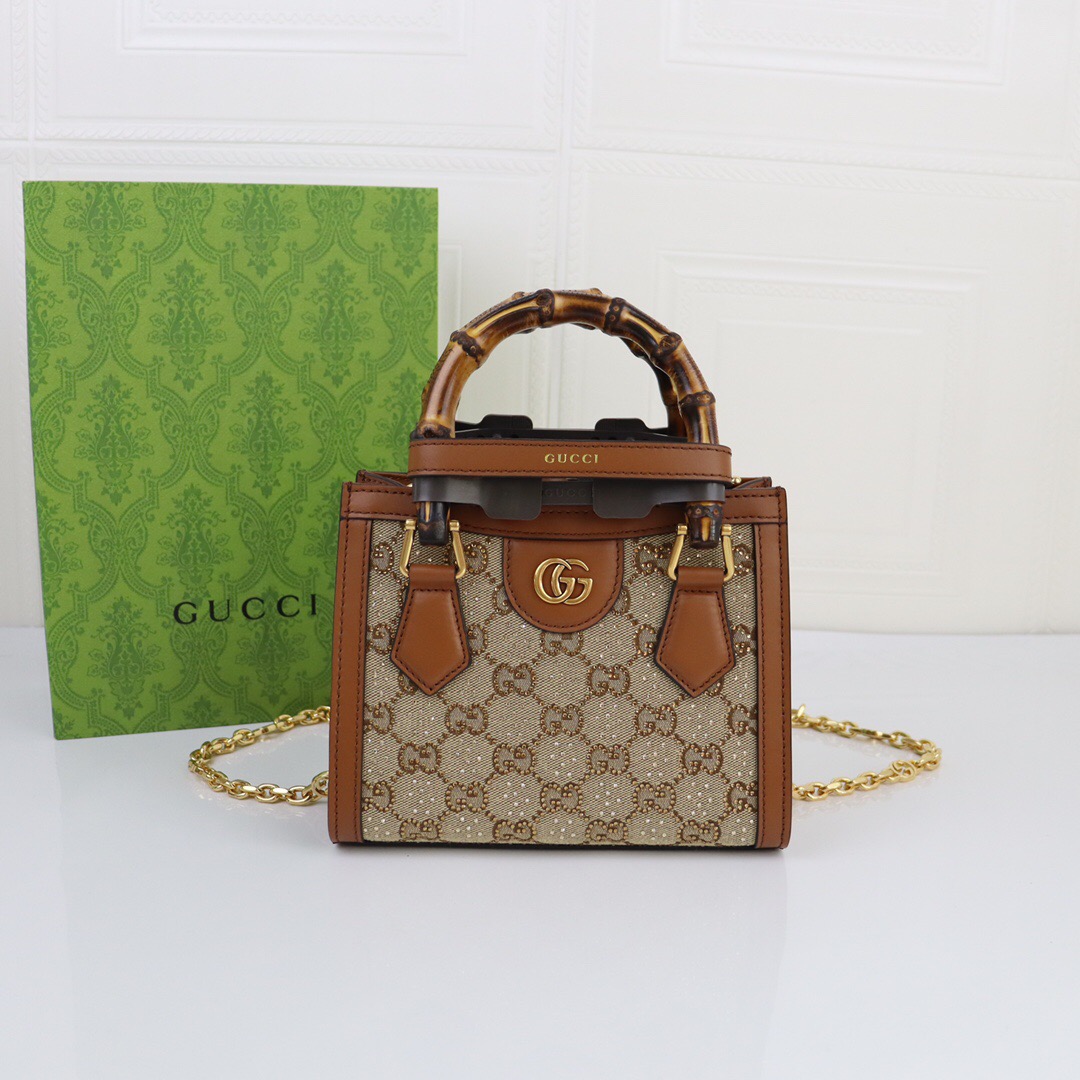 Gucci Diana series brown diamond bag