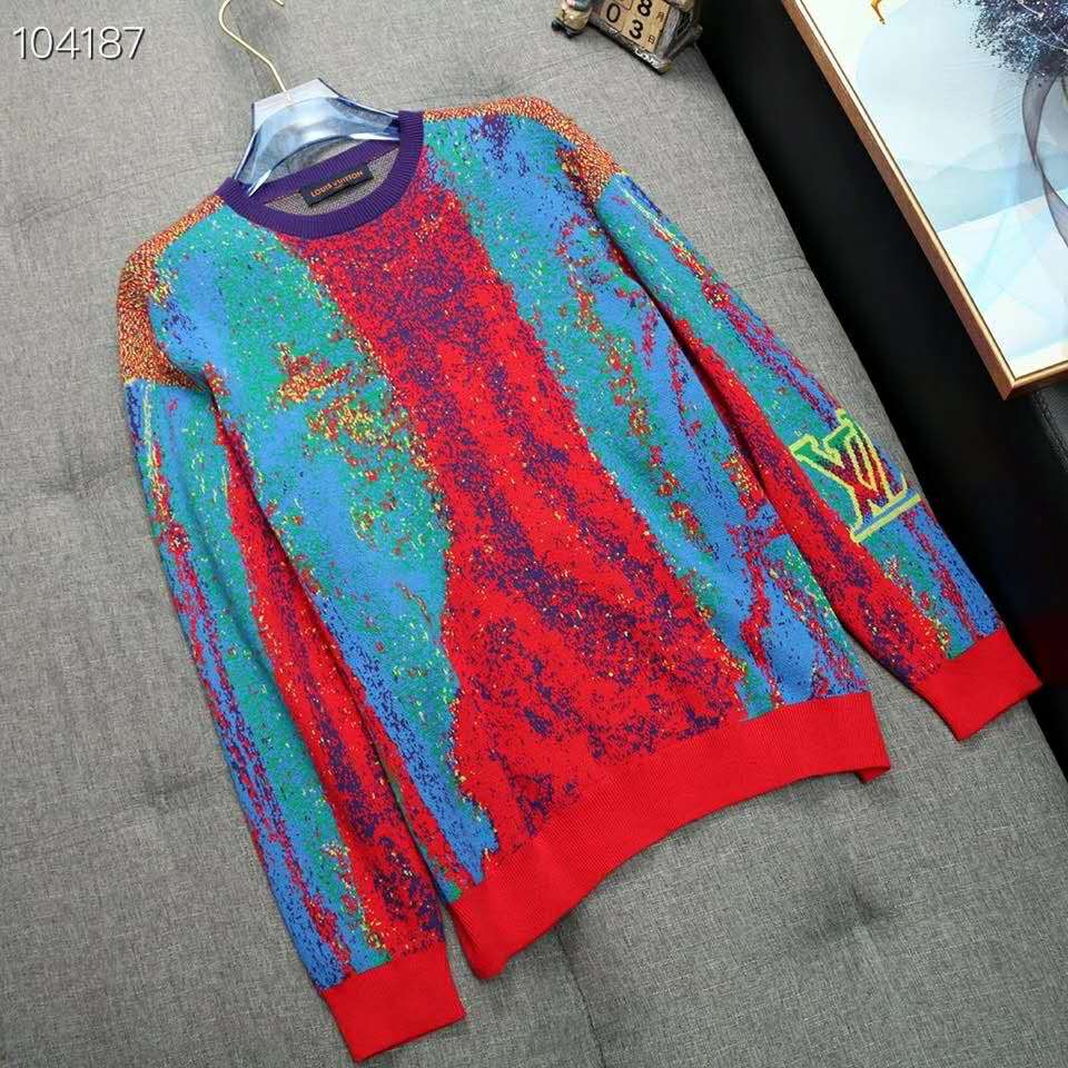Louis Vuitton LV Women Jacquard Crewneck Regular Fit 100% Cotton Orange-Red