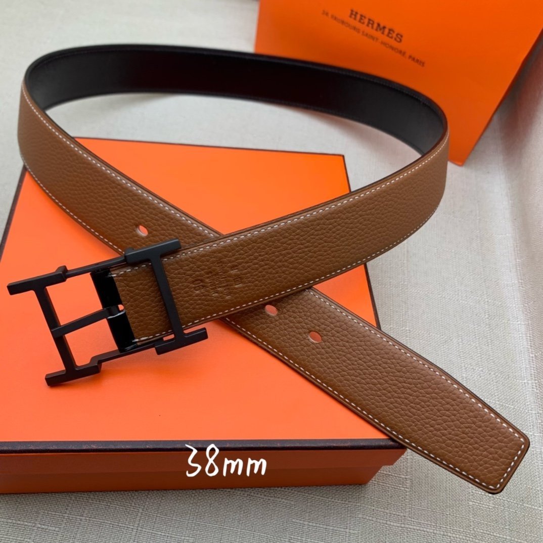 Hermes H Belt Buckle & Reversible Brown Belt 380MM