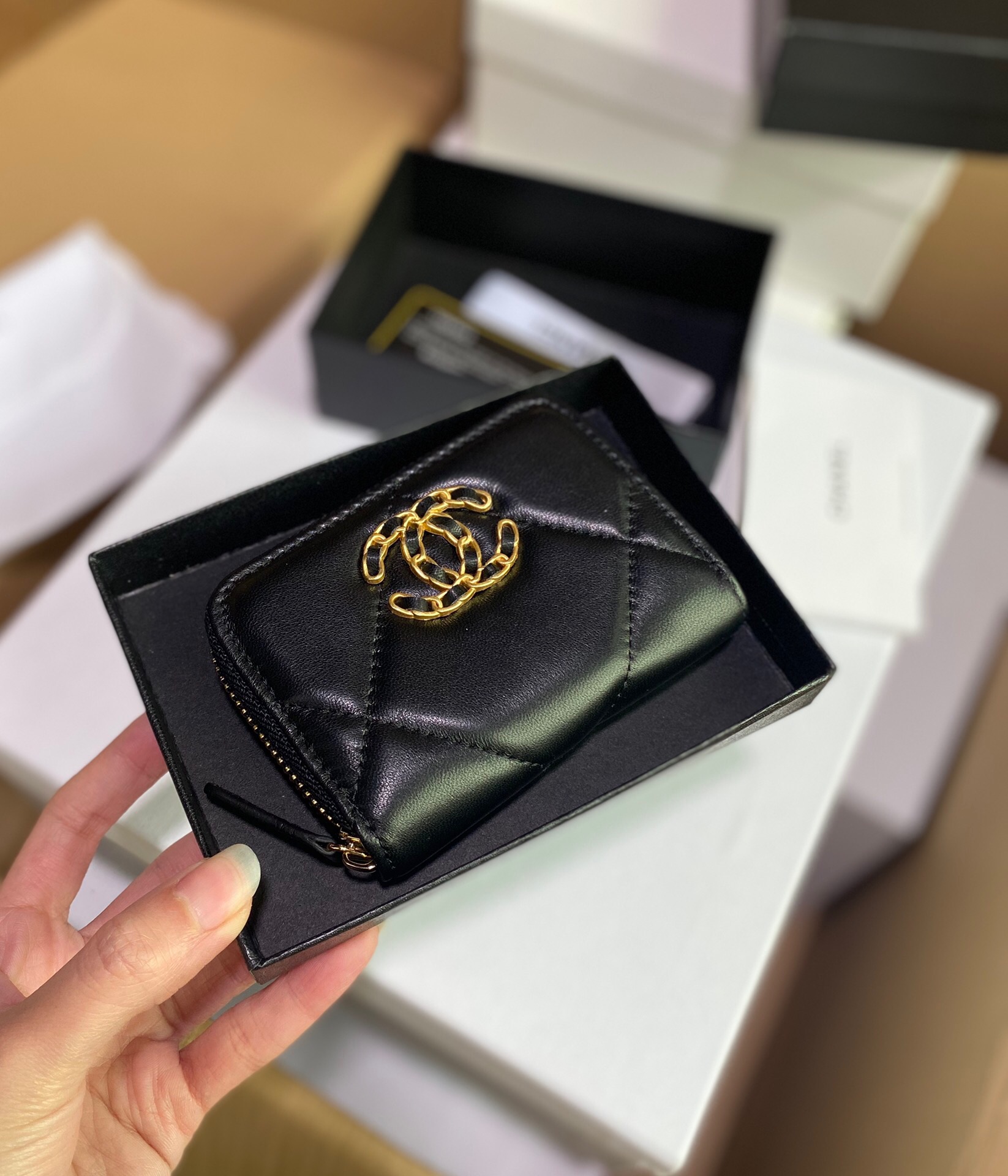 Chanel Lambskin Zip Coin Purse