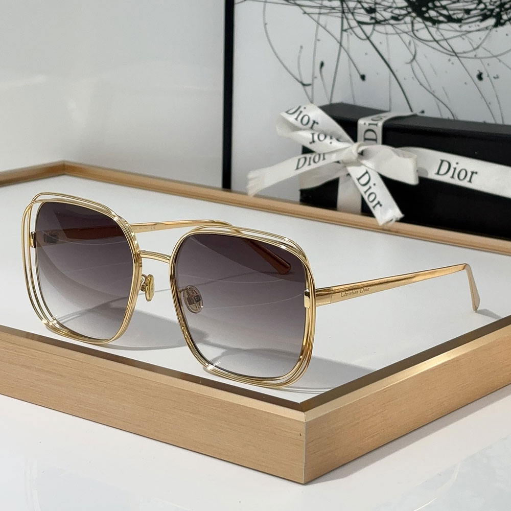 Dior Gold Metal Gold Frame Fashion sunglasses Top quality