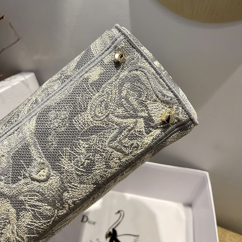 Dior The LADY D-LITE Bag Gray Toile de Jouy Reverse Embroidery M0565ORGO_M932 AAA Quality