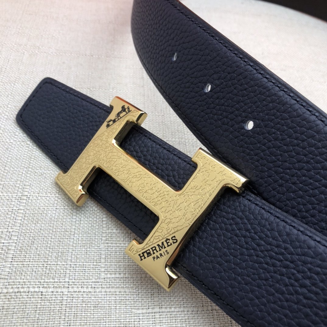 Hermes H Belt Buckle & Reversible Black Belt 380MM