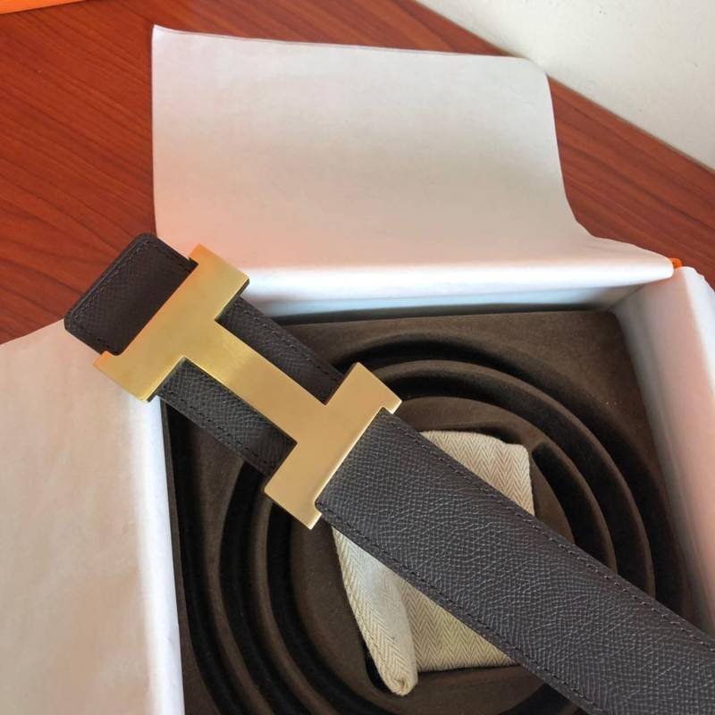 Hermes Mini Constance Guillochee Belt Buckle & Reversible Grey Belt 380MM