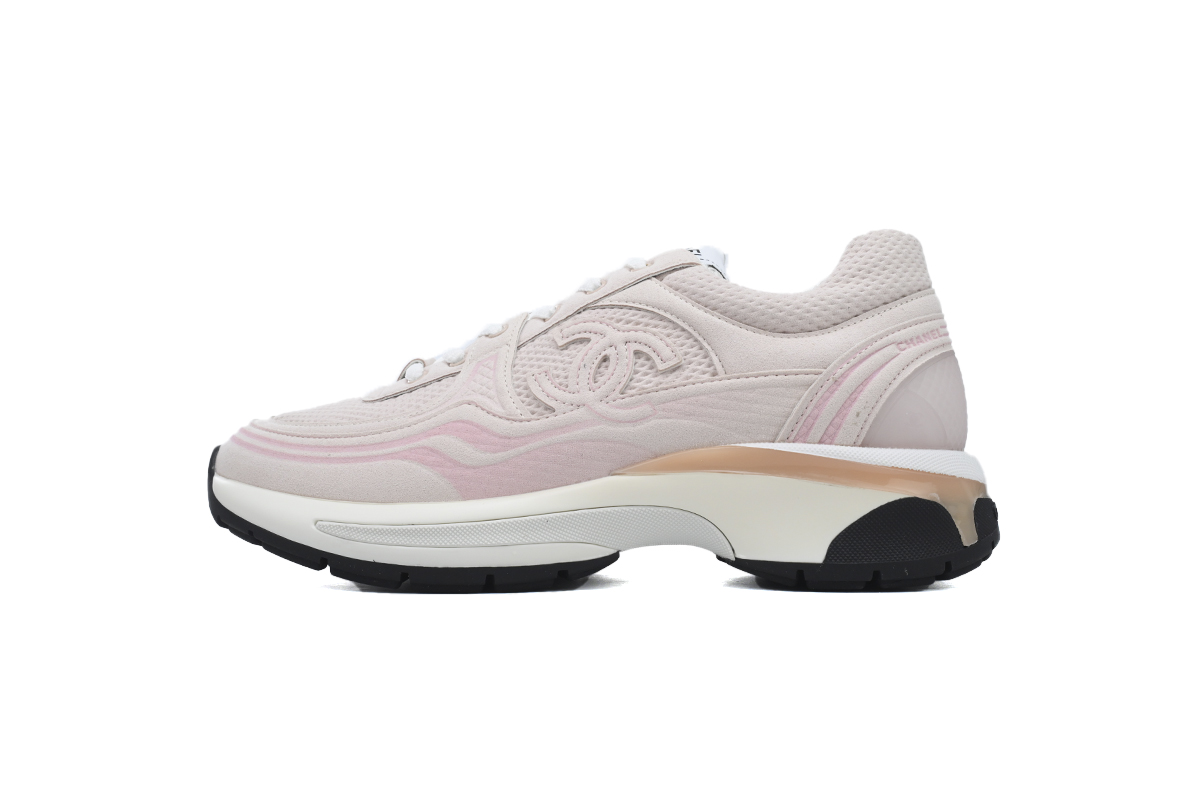 Chanel Fabric Laminated Low Top Sneakers Pink