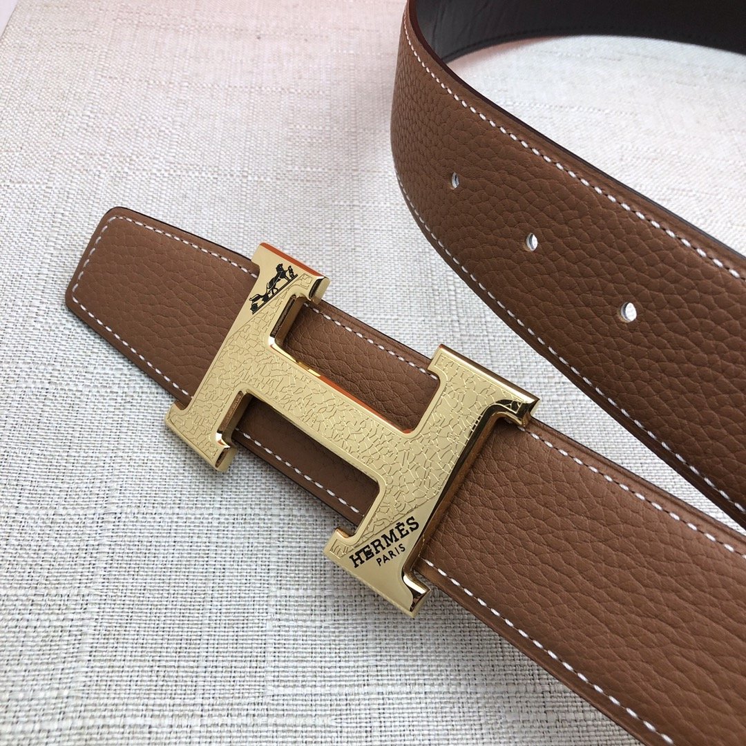 Hermes H Belt Buckle & Reversible Brown Belt 380MM