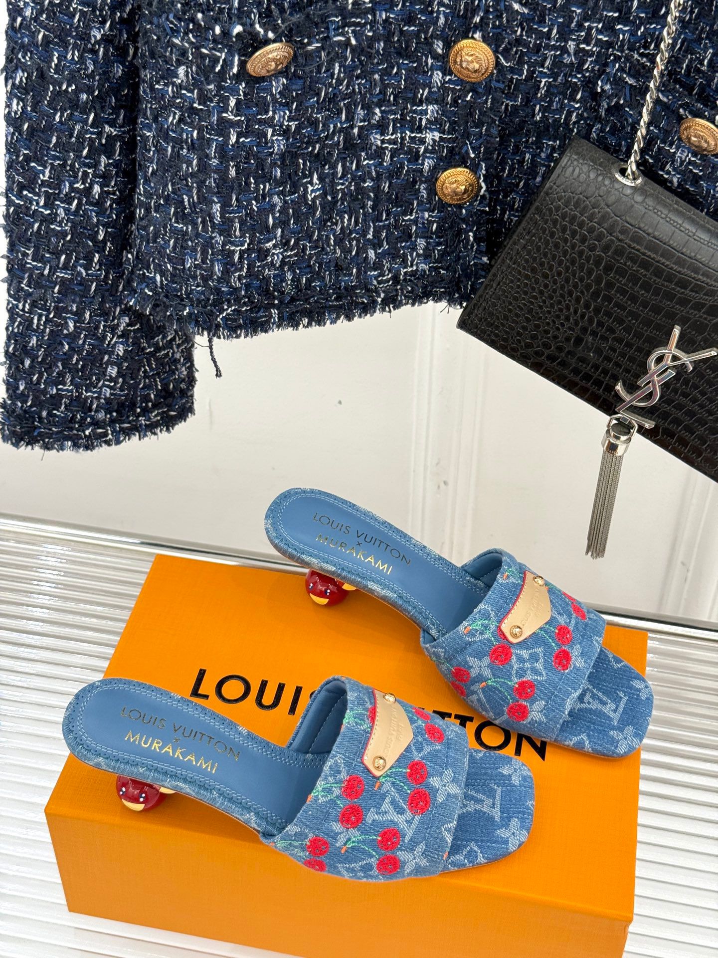 Louis Vuitton Cherry Series Cherry Heel High Heel Slippers