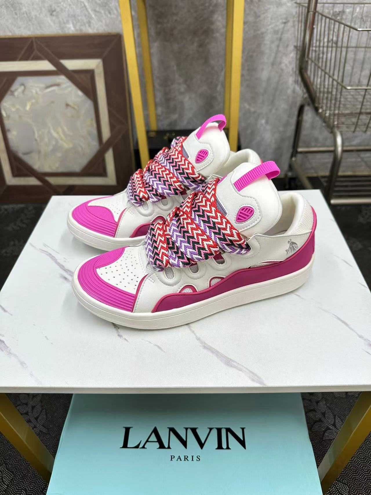 Lanvin LEATHER CURB SNEAKERS