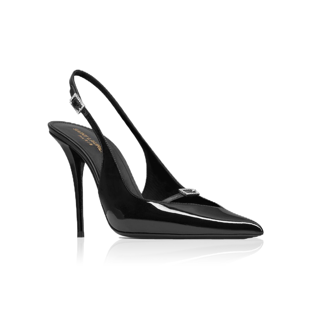 Saint Laurent YSL Patent Leather Buckle High Heel 10.5CM Slide Sandal
