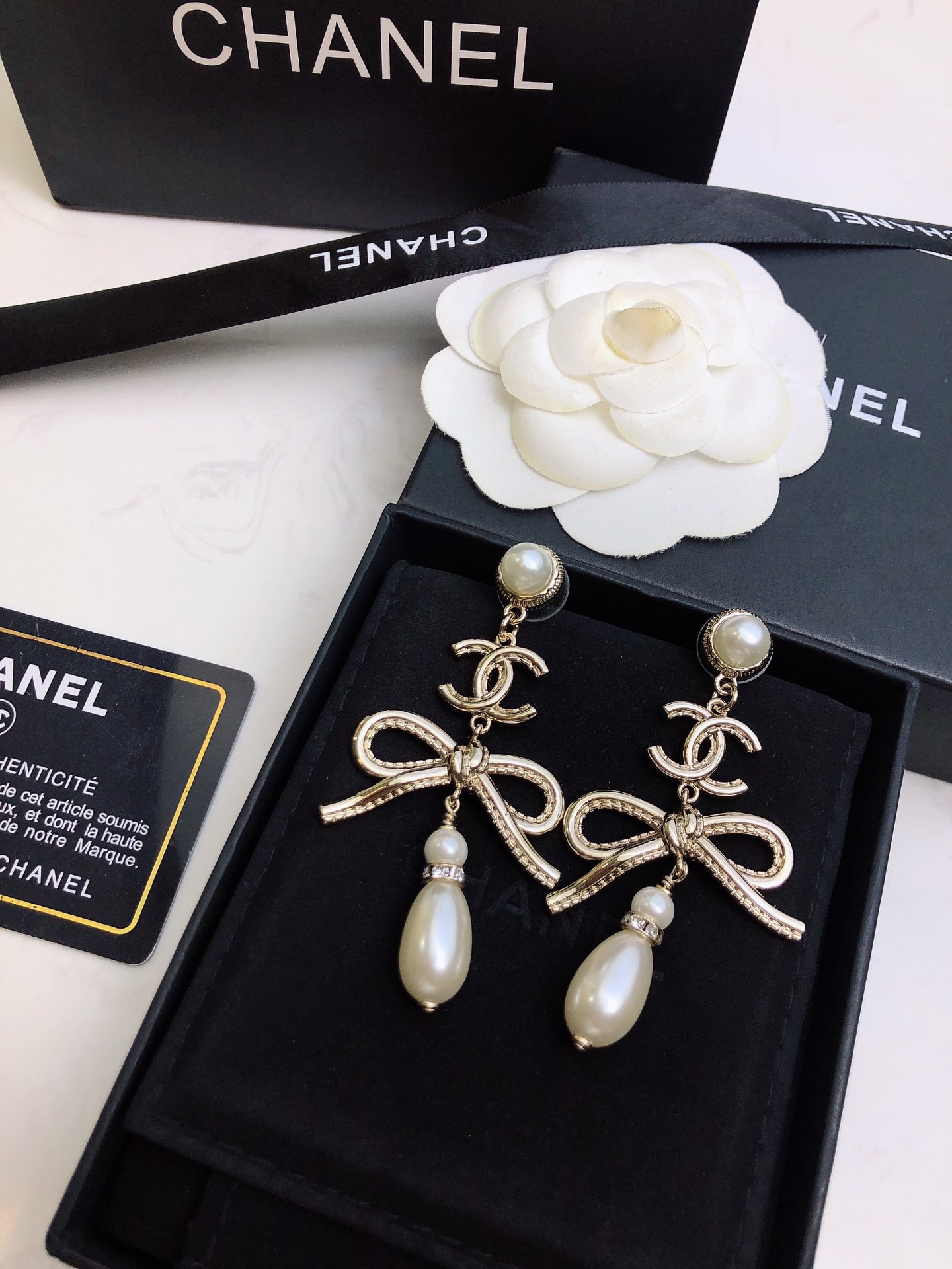 Chanel new bow earrings