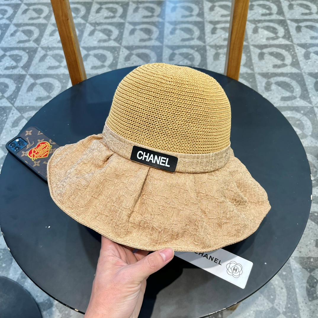 Chanel Knitted Breathable Bow Basin Hat Sunhat